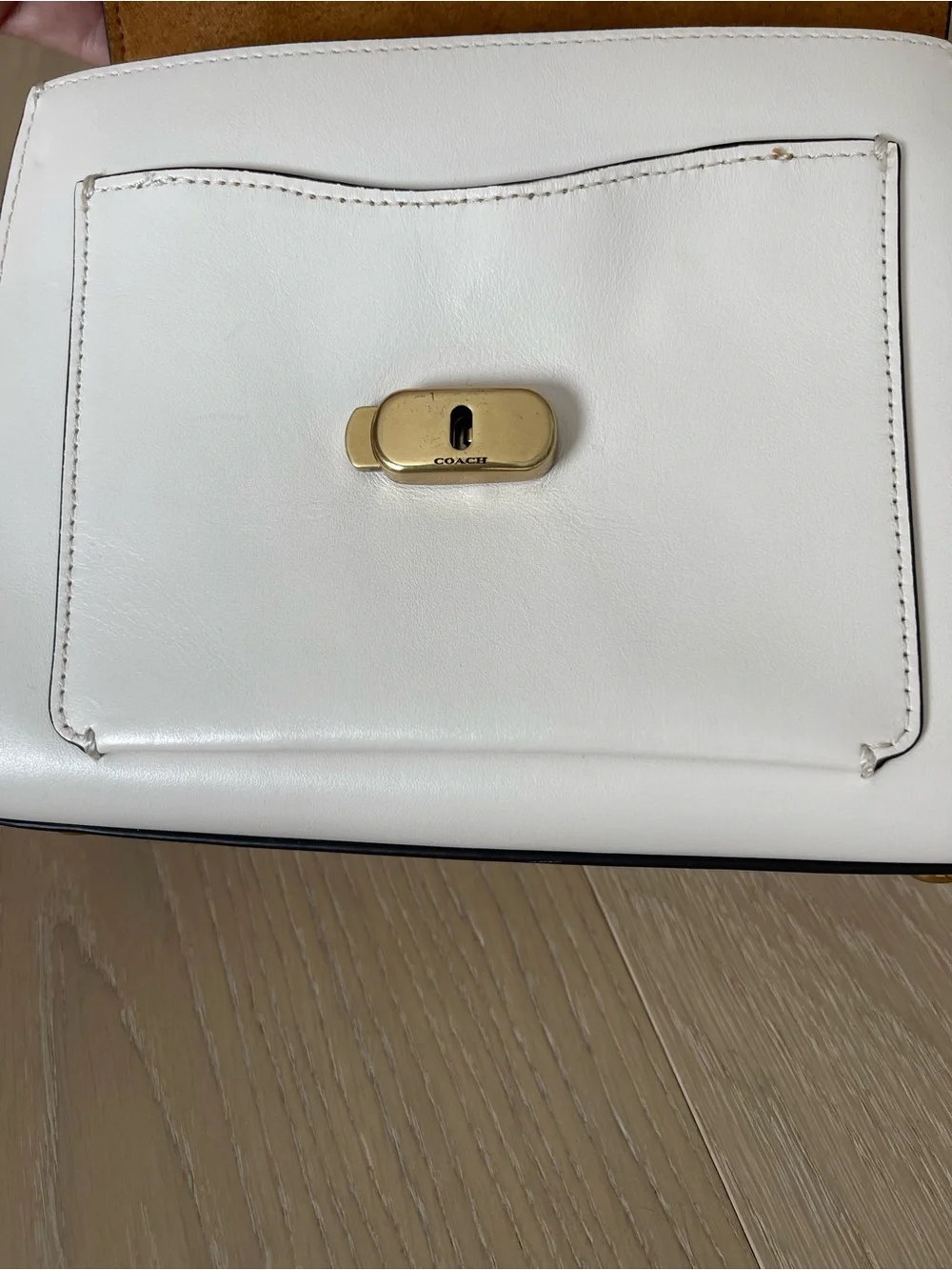 Coach Cream Pebbled Leather Satchel with Gold 'C' Turnlock - Picture 13 of 16